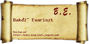 Bakó Evariszt névjegykártya